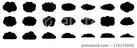 Cloud silhouette black icon set 118279856