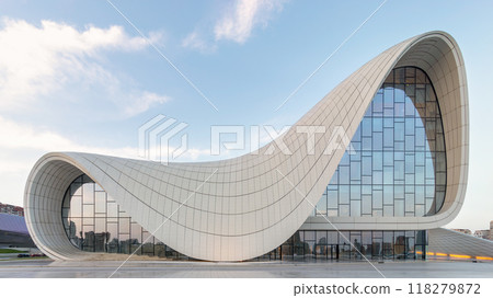 Modern Architecture of Heydar Aliyev Centre in Baku Azerbaijan on a sunny summer Day Modern Architecture of Heydar Aliyev Centre in Baku Azerbaijan on a sunny summer Day 118279872