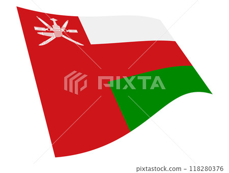 Oman waving flag graphic with clipping path Oman waving flag graphic with clipping path 118280376
