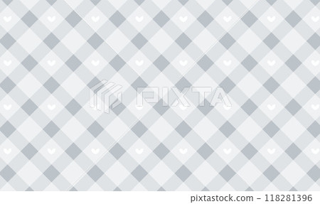 Simple and cute heart and gingham check pattern background decoration illustration girly country Simple and cute heart and gingham check pattern background decoration illustration girly country 118281396