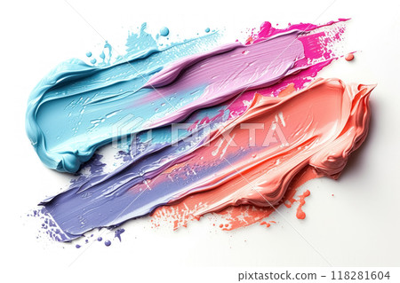 Two of colorful smears color, mother of pearl nail polish or cosmetic smears for makeup texture, glitter paint on white background 118281604