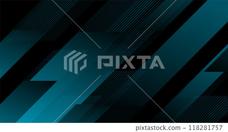 Dark blue lines and stripes geometric tech abstract background 118281757