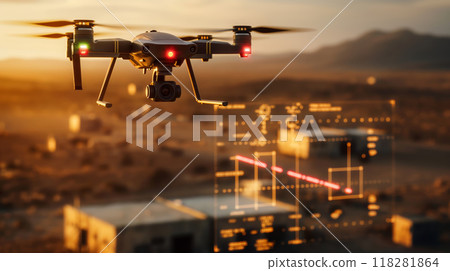 Military Drone Executing a Precision Strike 118281864