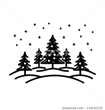 snow icon or modern line symbol. Vector line art and icon design with bold outline. Black and white Pixel Perfect minimalistic symbol isolated white background. Silhouette simple thin sign 118282376