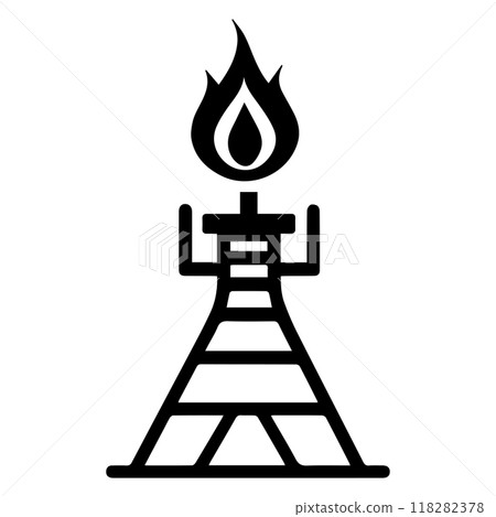 oil extraction icon or modern line symbol. Vector line art and icon design with bold outline. Black and white Pixel Perfect minimalistic symbol isolated white background. Silhouette simple thin sign 118282378