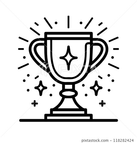 prize icon or modern line symbol. Vector line art and icon design with bold outline. Black and white Pixel Perfect minimalistic symbol isolated white background. Silhouette simple thin sign 118282424