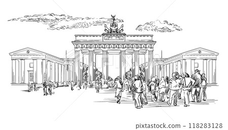 Germany hand drawn landmark Brandenburg Gate vector Germany hand drawn landmark Brandenburg Gate vector 118283128