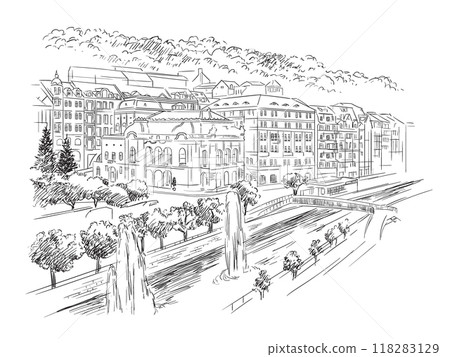 Czech Republic hand drawn landmark Carlsbad vector illustration Czech Republic hand drawn landmark Carlsbad vector illustration 118283129