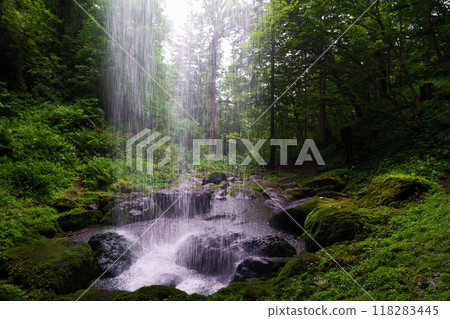 Yamabiko Falls seen from behind the falls, Hokkaido 118283445