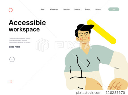 Creative Workspace: Video Conference, modern flat vector concept illustration of person engaging in virtual business meeting Connectivity, collaboration, digital interaction, remote work, productivity 118283670