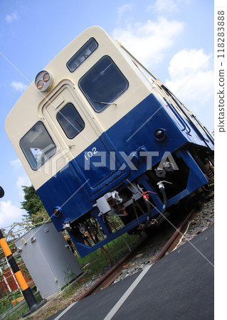 Kiha 100 series diesel car (former Japanese National Railways Kiha 30 series diesel car) that was active on the Kanto Railway Joso Line_Ibaraki Prefecture Hirosawa City preserved car Kiha 100 series diesel car (former Japanese National Railways Kiha 30 series diesel car) that was active on the Kanto Railway Joso Line_Ibaraki Prefecture Hirosawa City preserved car 118283888