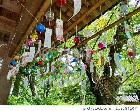 The soothing sound of wind chimes at Matsuo Taisha Shrine in early summer The soothing sound of wind chimes at Matsuo Taisha Shrine in early summer 118284107