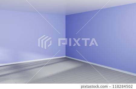 3d empty room corner with light and window shadow on blue wall background render. Home interior perspective with wooden gray floor, white ceiling. Modern living room, office or studio. 3D illustration 3d empty room corner with light and window shadow on blue wall background render. Home interior perspective with wooden gray floor, white ceiling. Modern living room, office or studio. 3D illustration 118284502