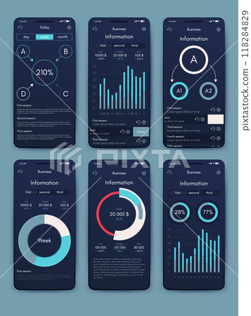 Vector graphics infographics with mobile phone. Template for creating mobile applications, workflow layout, diagram, banner, web design, business reports 118284829
