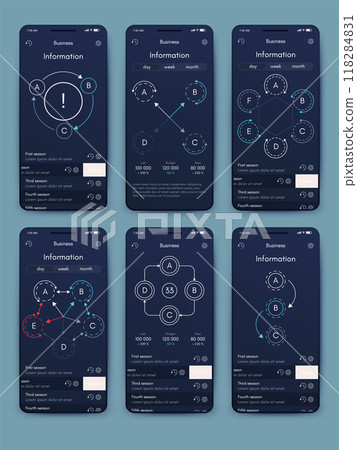Vector graphics infographics with mobile phone. Template for creating mobile applications, workflow layout, diagram, banner, web design, business reports 118284831