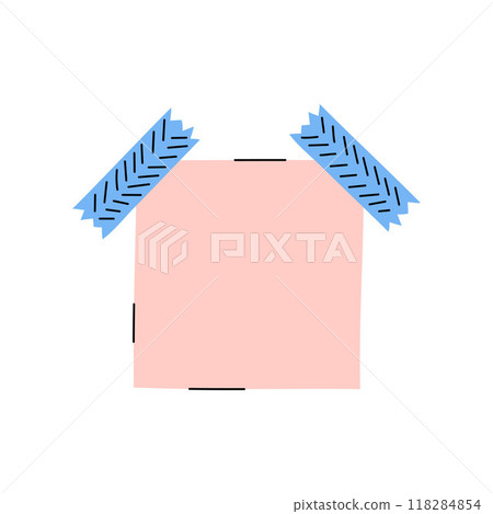 Blank square note paper isolated vector element. Illustration of empty colorful sticky note with adhesive tapes. Memo sticker, to do reminder. Office stationery object in cute hand drawn style Blank square note paper isolated vector element. Illustration of empty colorful sticky note with adhesive tapes. Memo sticker, to do reminder. Office stationery object in cute hand drawn style 118284854