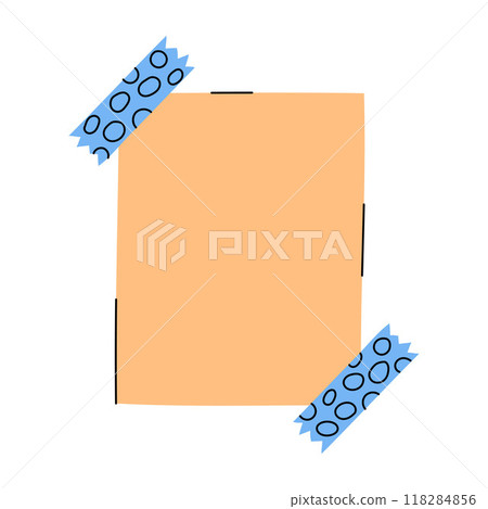Blank note paper isolated vector element. Illustration of empty vertical rectangular sticky note with adhesive tapes. Memo sticker, to do reminder. Office stationery object in cute hand drawn style Blank note paper isolated vector element. Illustration of empty vertical rectangular sticky note with adhesive tapes. Memo sticker, to do reminder. Office stationery object in cute hand drawn style 118284856