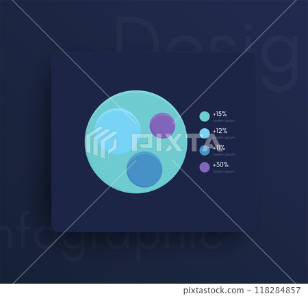 Modern infographic vector elements for business brochures. Use in website, corporate brochure, advertising and marketing. Pie charts, line graphs 118284857