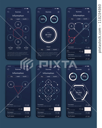 Vector graphics infographics with mobile phone. Template for creating mobile applications, workflow layout, diagram, banner, web design, business reports 118284860
