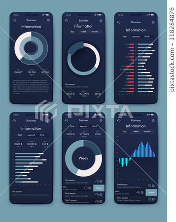 Vector graphics infographics with mobile phone. Template for creating mobile applications, workflow layout, diagram, banner, web design, business reports 118284876