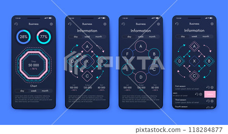 Vector graphics infographics with mobile phone. Template for creating mobile applications, workflow layout, diagram, banner, web design, business reports 118284877