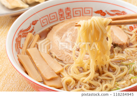 Close-up of delicious soy sauce ramen Close-up of delicious soy sauce ramen 118284945
