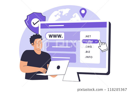 Domain registration illustration concept 118285367