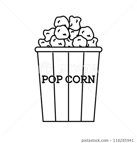Simple popcorn line drawing illustration 118285941