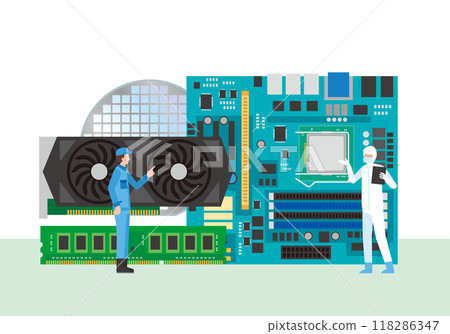 Worker and PC parts 118286347