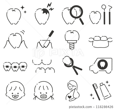 牙科圖標集時尚 118286426