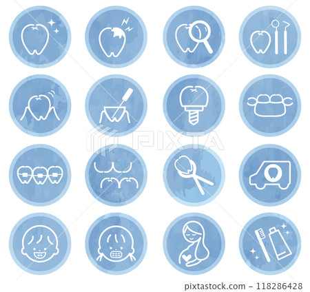 牙科圖示集水彩風格 118286428