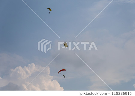 (Okegawa Airport, Saitama) Skydivers descending 118286915