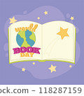 World book day poster Earth planet Vector 118287159