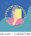 World book day poster Woman reading Vector 118287188