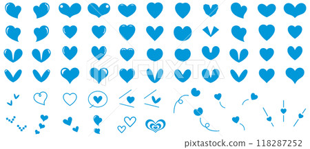 Various heart illustration set blue Various heart illustration set blue 118287252