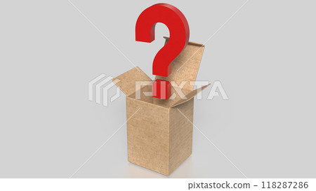 The Box and red question mark on white background 3d rendering. The Box and red question mark on white background 3d rendering. 118287286