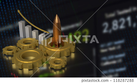 The Rocket chart and gear for Business concept 3d rendering. The Rocket chart and gear for Business concept 3d rendering. 118287288