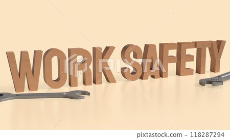 The work safety text and tool equipment image 3d rendering The work safety text and tool equipment image 3d rendering 118287294