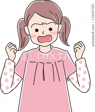 Girl's facial expression_angry face_upper body 118287305
