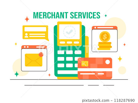 Merchant Services Vector Illustration of a Digital Marketing Strategy with People Referring Businesses and Earning Money Online in a Flat Background Merchant Services Vector Illustration of a Digital Marketing Strategy with People Referring Businesses and Earning Money Online in a Flat Background 118287690