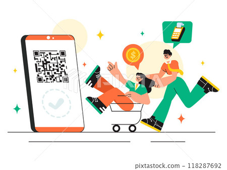 Merchant Services Vector Illustration of a Digital Marketing Strategy with People Referring Businesses and Earning Money Online in a Flat Background 118287692