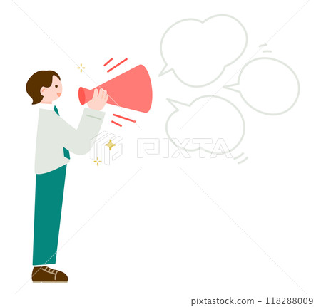 一個用擴音器傳達訊息的人 118288009