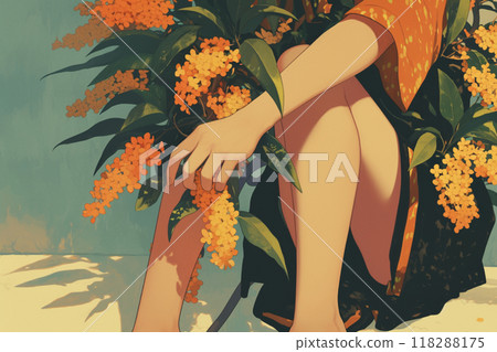 Girl holding osmanthus 118288175
