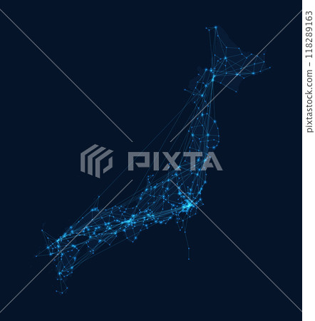 日本本州群島的點圖，表達數位網絡 118289163