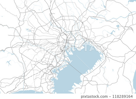 A simple road map of the Tokyo metropolitan area of Japan (no national highways) 118289164