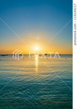 Sunrise over the sea. Panoramic seascape. Sunrise over the sea. Panoramic seascape. 118289217
