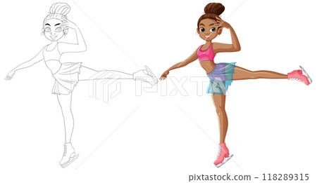 Girl Ice Skating Illustration Girl Ice Skating Illustration 118289315