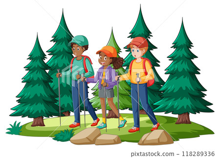 Friends Hiking in the Forest 118289336