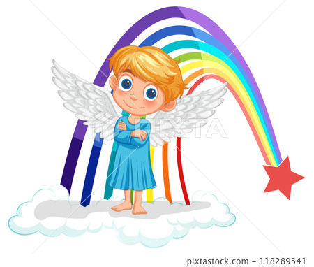 Angel Child with Rainbow 118289341