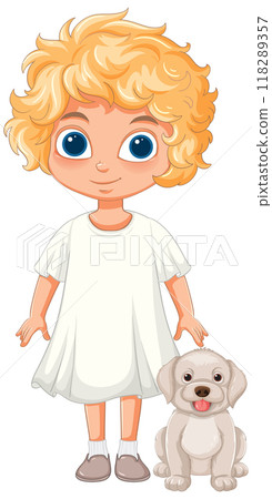 Angel Child with Puppy Angel Child with Puppy 118289357